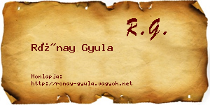 Rónay Gyula névjegykártya